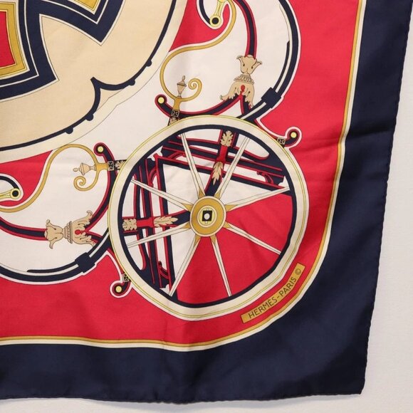 HERMES Carre 90 Scarf ""WASHINGTON'S CARRIAGE"" Silk Navy Auth BA6382 - Picture 7 of 16